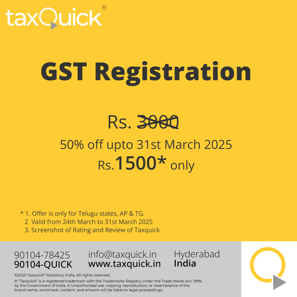 50% fee discount for GST Registration in Andhra Pradesh & Telangana States upto 31st March 2025